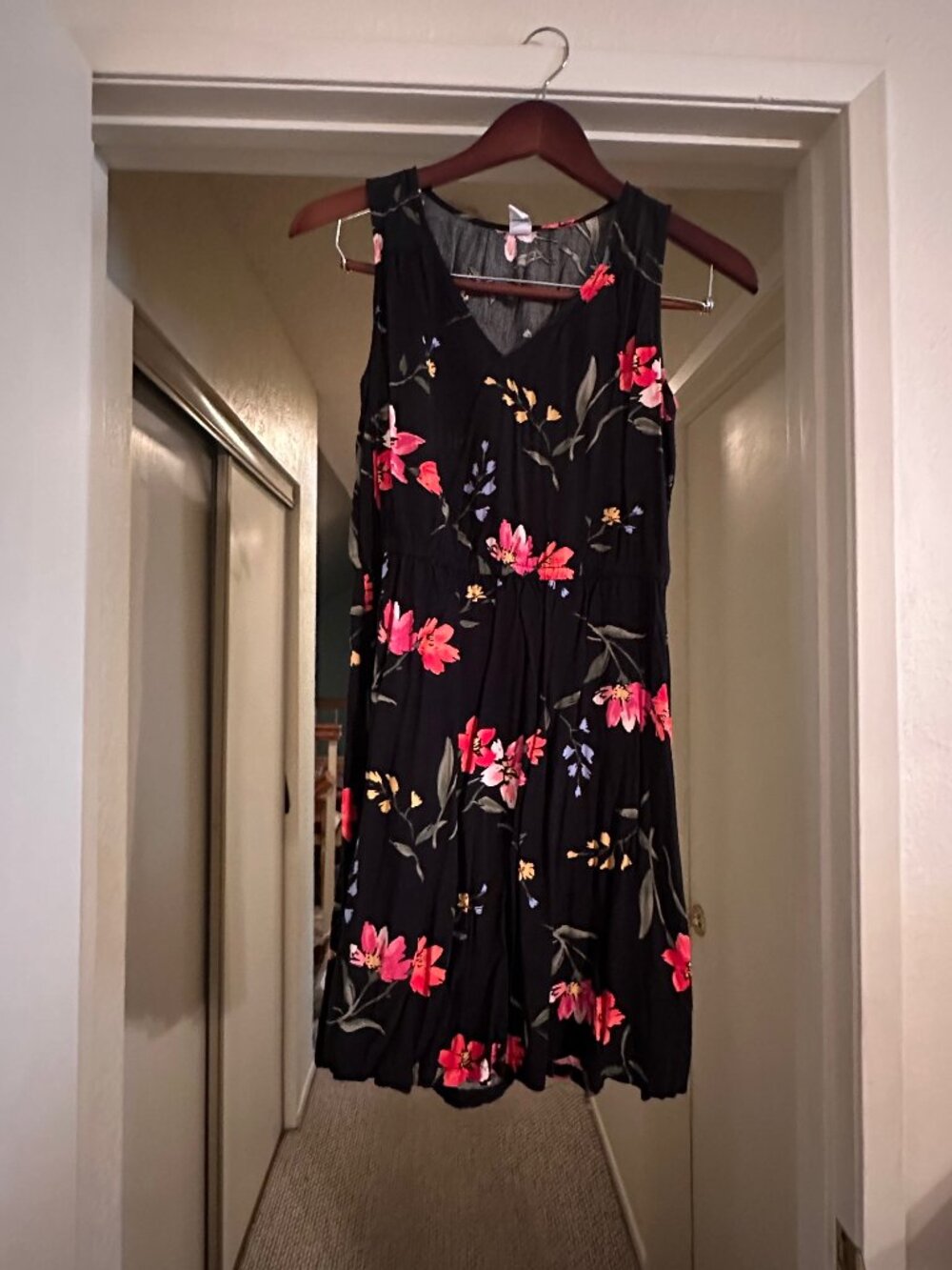 Old Navy black floral dress, petite small
